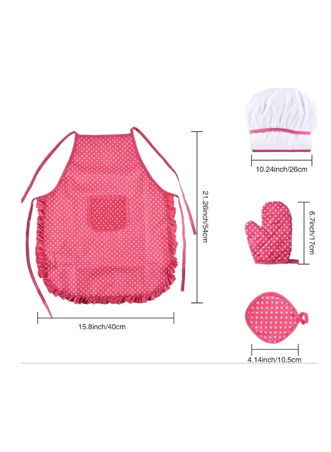 كابسترو مجموعة الخبز للأطفال - مريلة وقبعة وأدوات خبز للطبخ التخيلي واللعب الإبداعي والتعلم العملي | مجموعة لعب أدوار المطبخ بدون شاشات - طقم ملابس وردي - Image 2